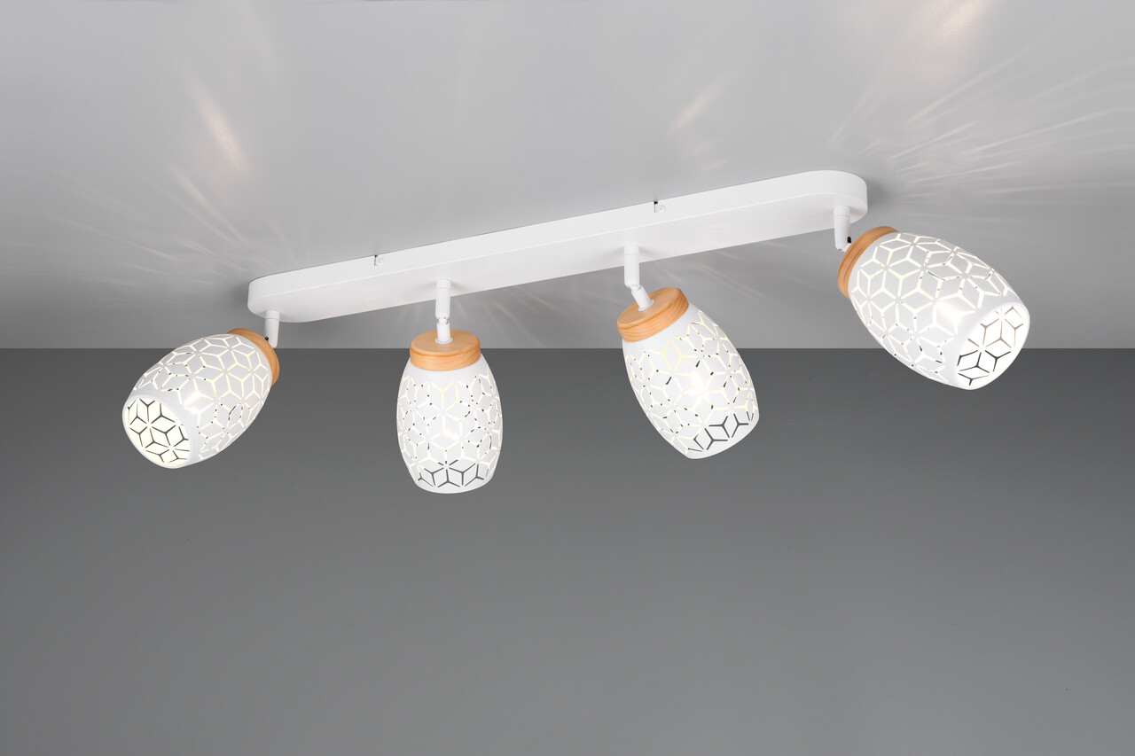 Plafoniera Bidar, RL, 74x12x27 cm, 10W, 4x E14, metal, alb mat/natur - imagine 6